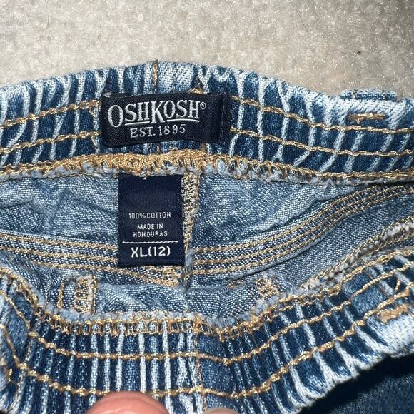 OshKosh Boys Denim Shorts XL (12) Blue Jeans Ruffle Pockets Medium Wash - Picture 3 of 3